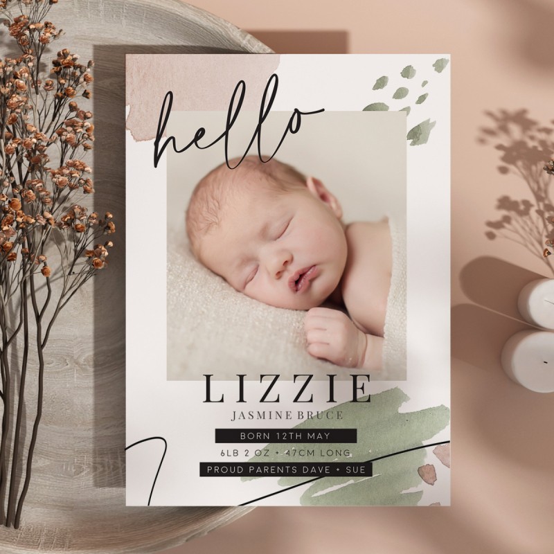 Lizzie Birth Announcement Cards