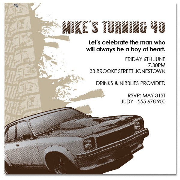 Torana Car Birthday Invitations