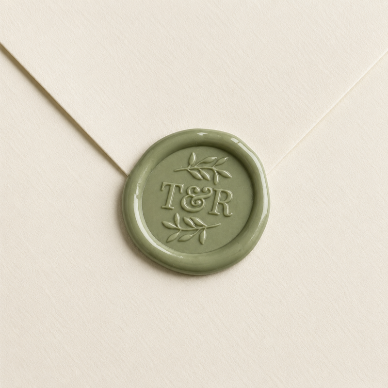 Monogram Leaves Wax Stamp