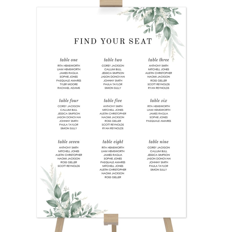 Moss + Sage Wedding Seating Chart