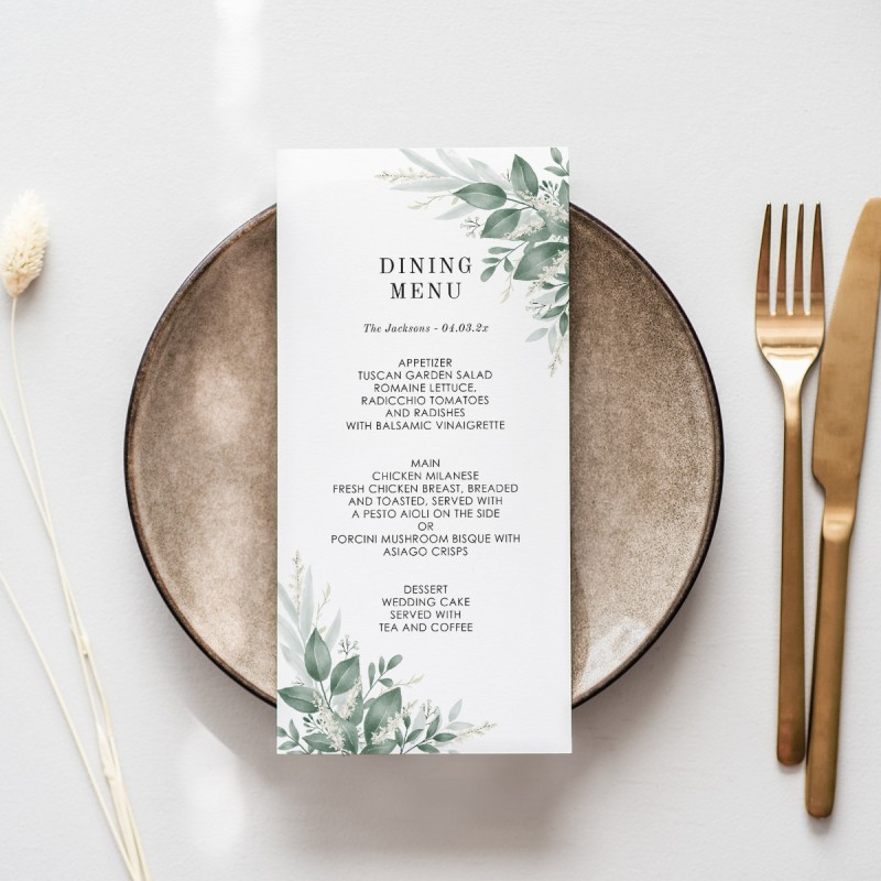 Moss + Sage Wedding Menus