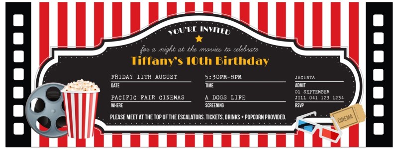 Movie Ticket Birthday Invitations