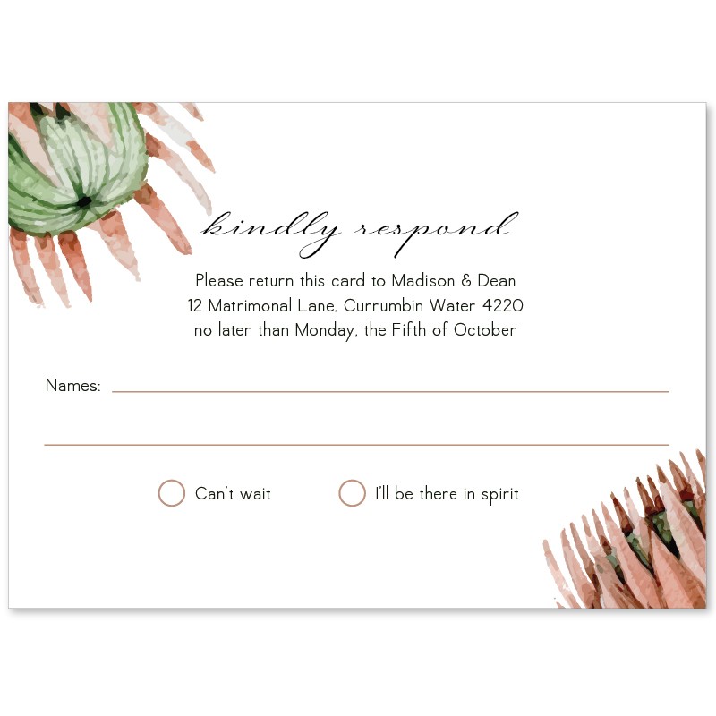 Native Beauty Wedding Response Postcard