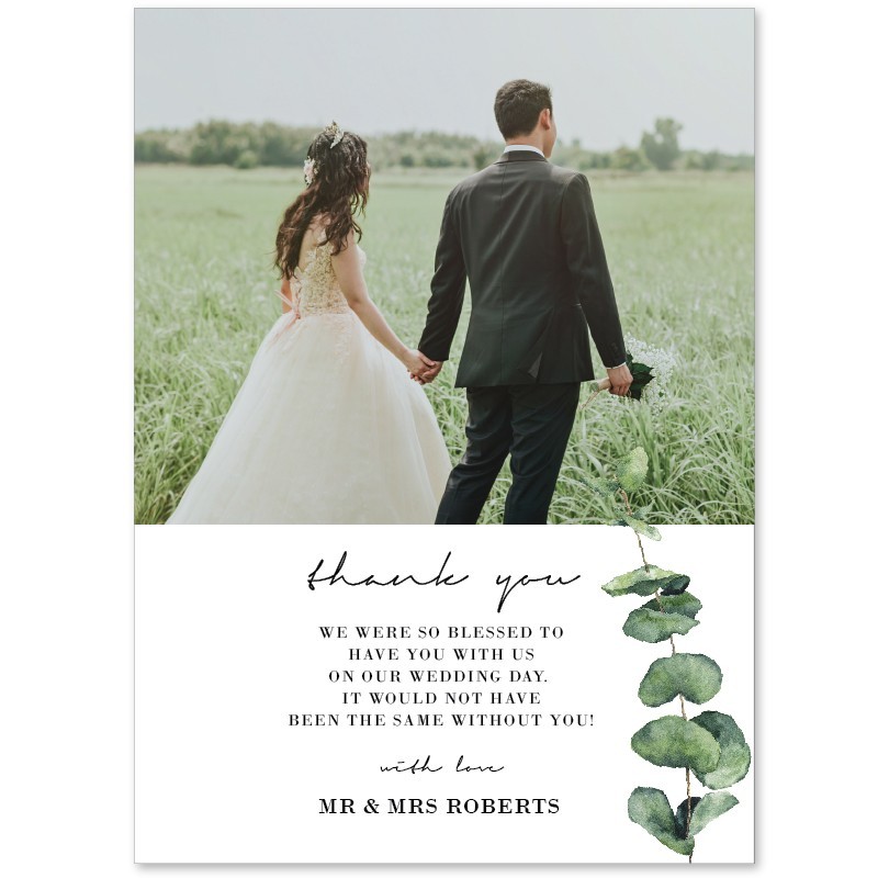 Native Greenery Wedding Photo Thank You Cards