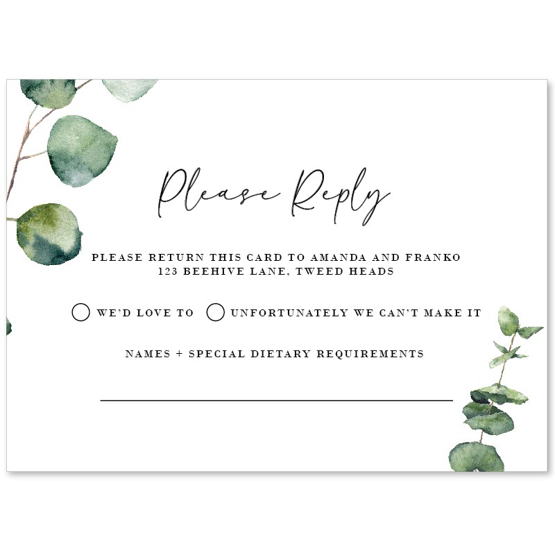 Native Greenery Wedding Response Card