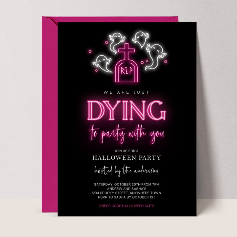 Neon Dying Halloween Invitations