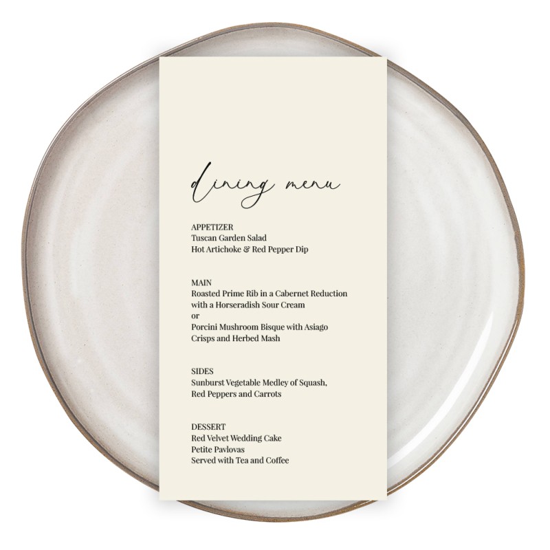 Neutral Love Wedding Menu