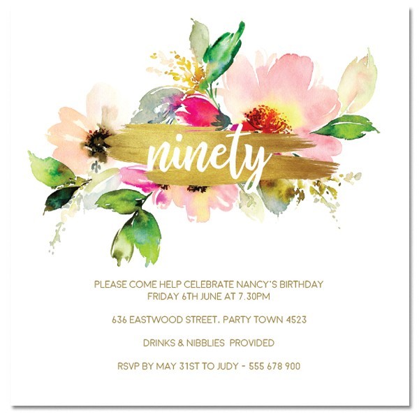 Ninety Birthday Invitations