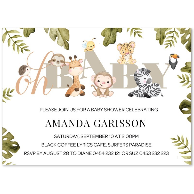 Oh Baby Animals Baby Shower Invitations