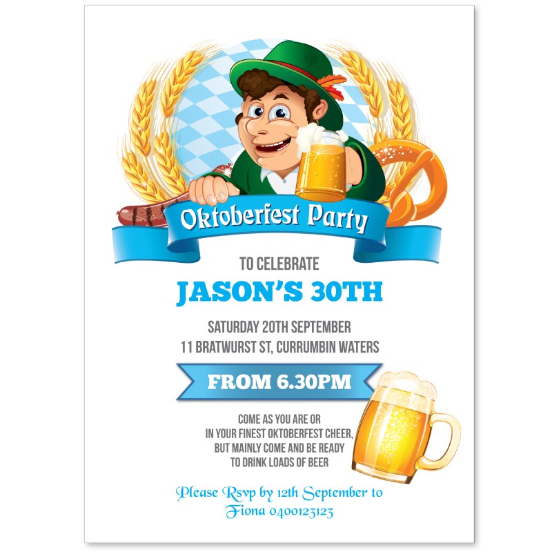Oktoberfest Man Birthday Invitations