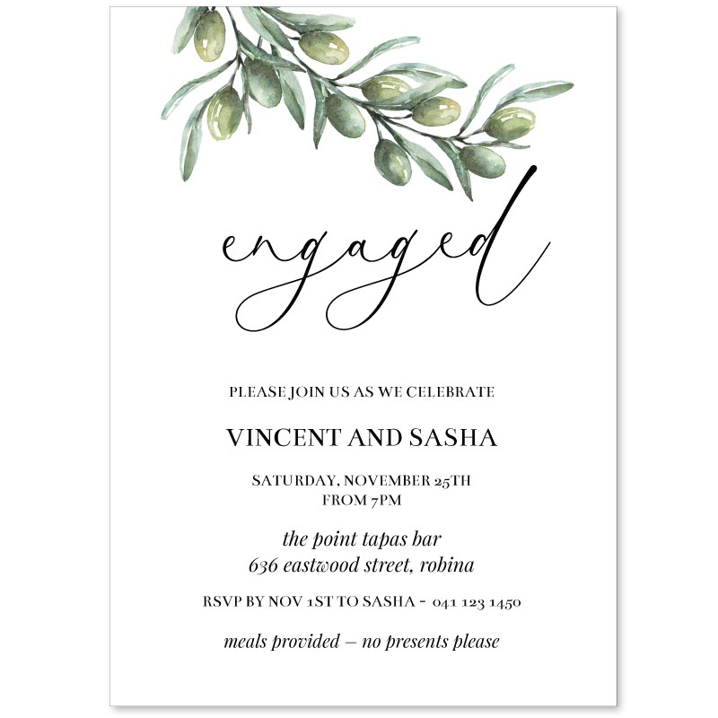 Tuscan Olive Engagement Invitations