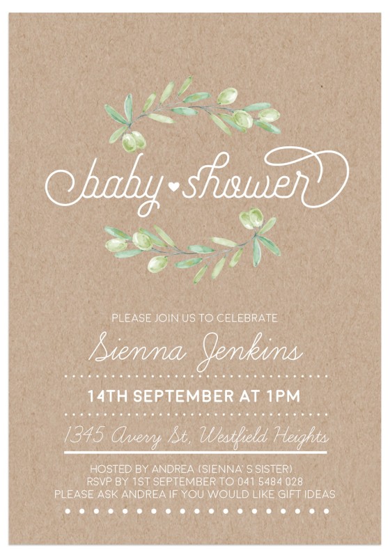 Olive Baby Shower Invitations