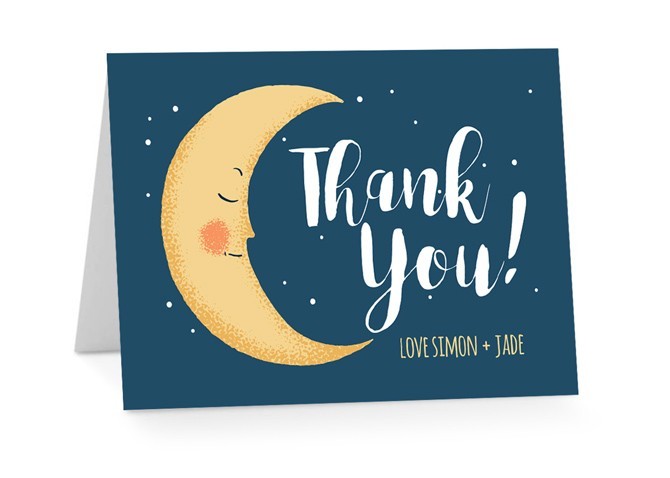 Over the Moon Baby Shower Thank You Card