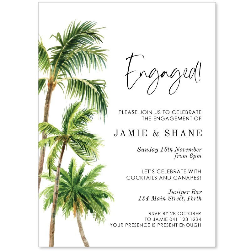 Palm Tree Tropical Engagement Invitations