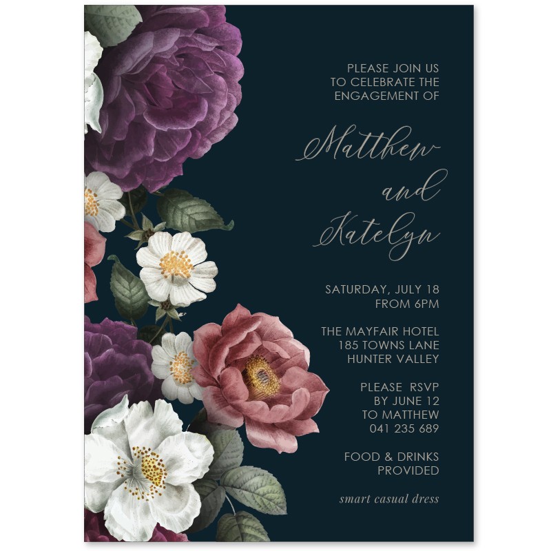 Rose Garden Engagement Invitations