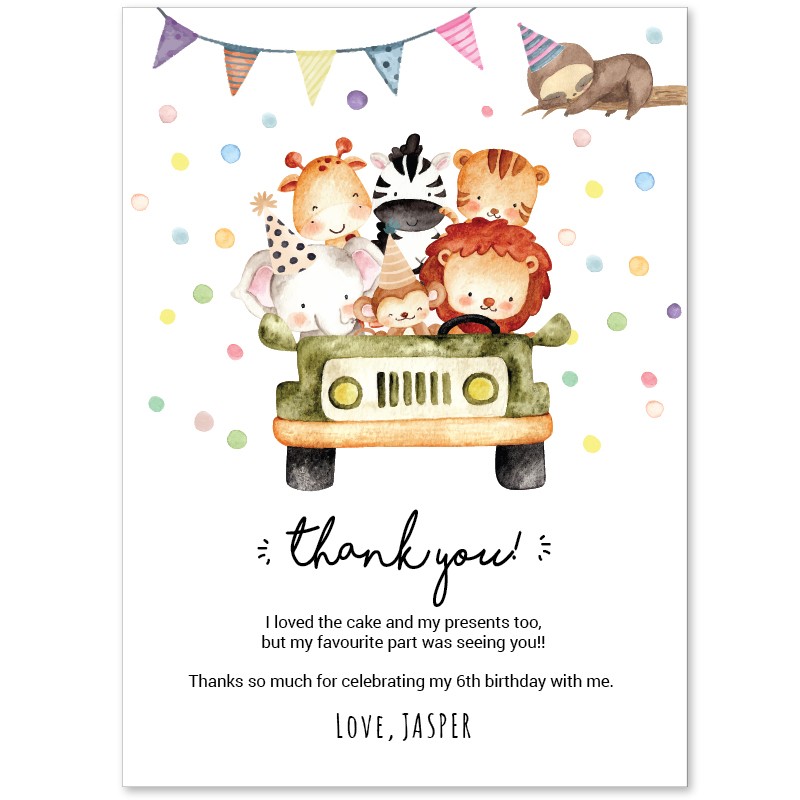 Party Animals Birthday Thank You Cards
