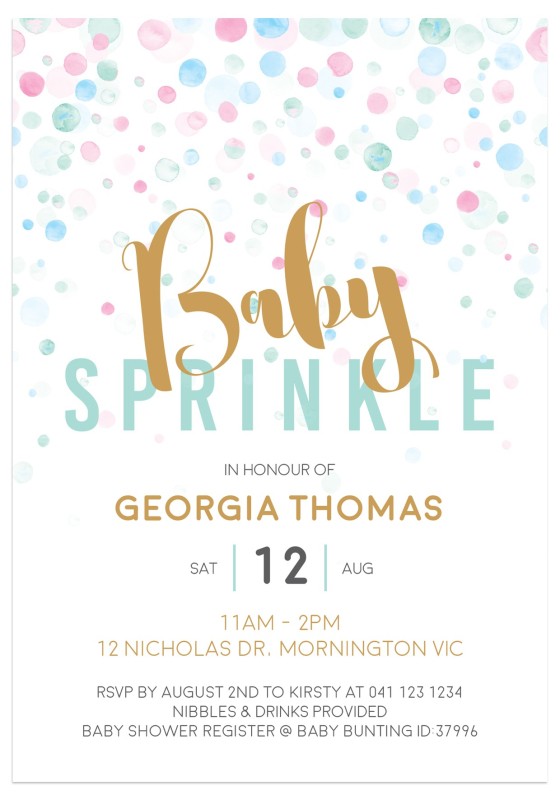 Pastel Sprinkle Baby Shower Invitations