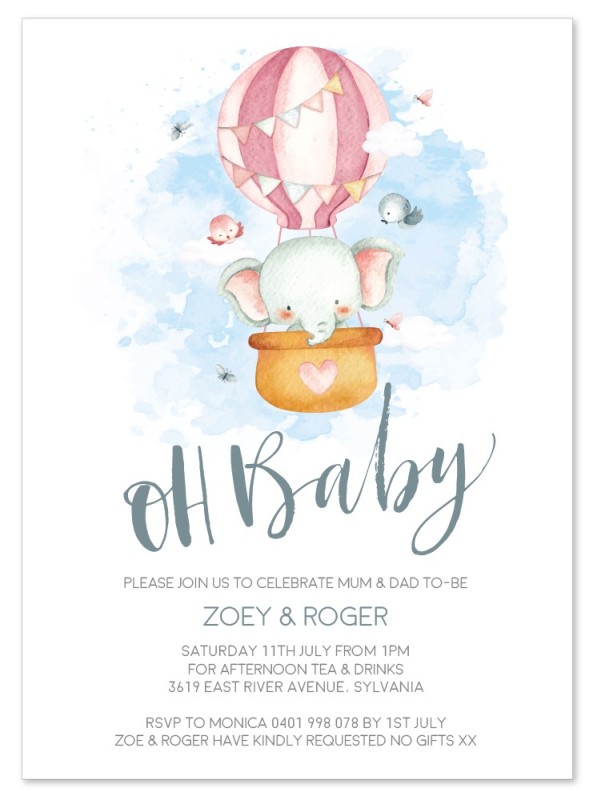 Peanut - Cute Elephant Baby Shower Invitations