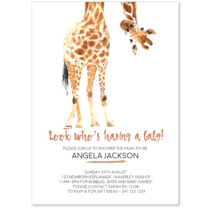 Peeking Giraffe Baby Shower Invitations