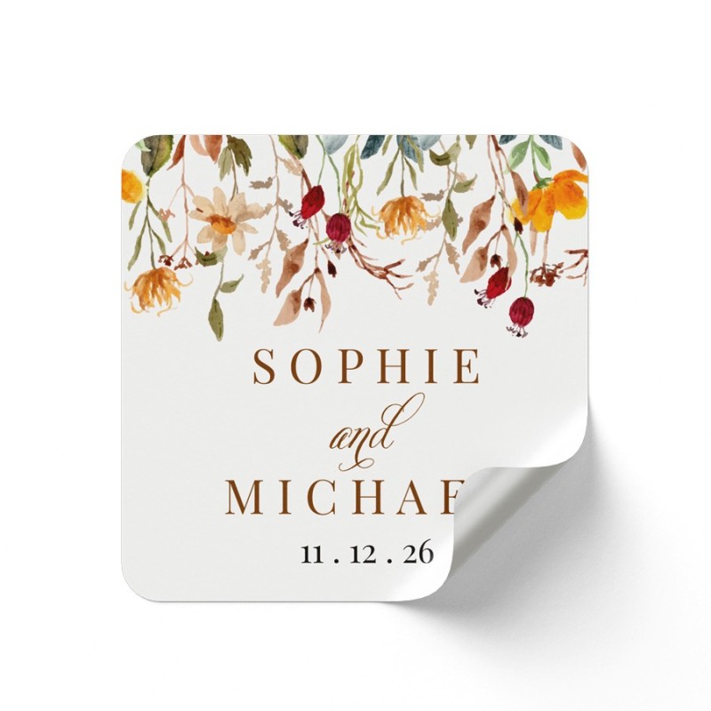 Delight Wildflowers Personalised Wedding Favor Sticker