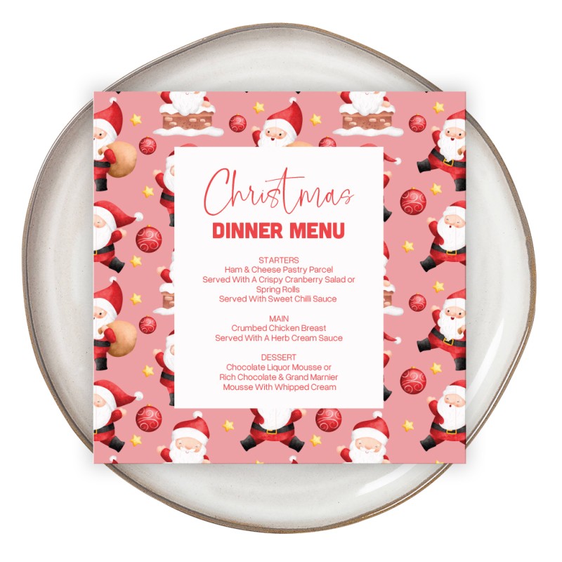 Jolly Santa Printed Christmas Menus