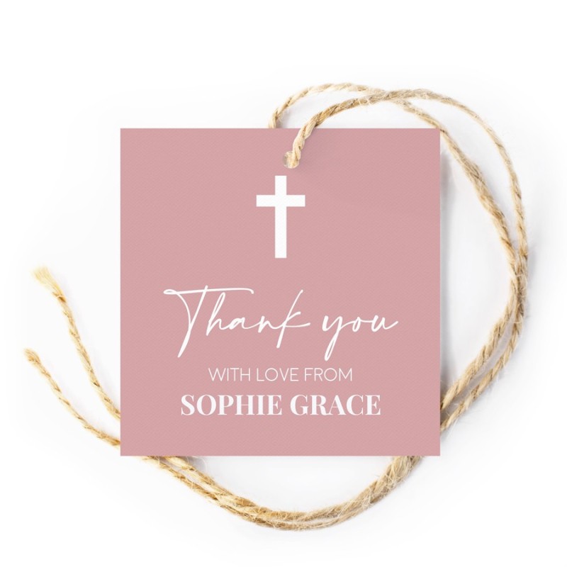 Pink Christening Gift Tag