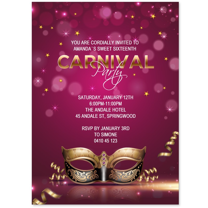 Masquerade Ball Birthday Invitations