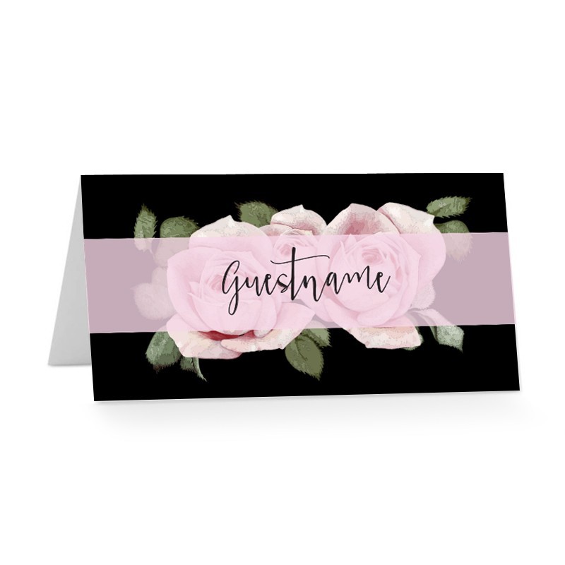 Pink Roses Wedding Place Card