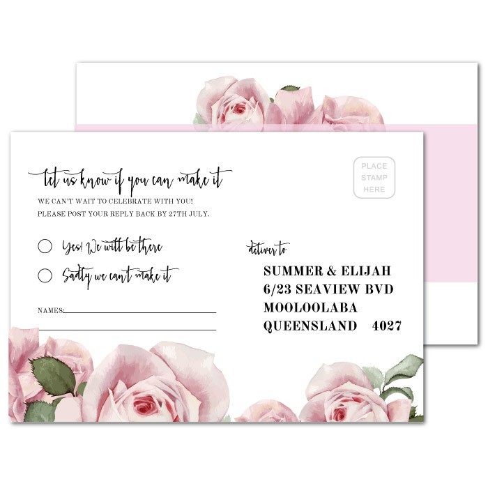 Pink Roses Wedding Response Card