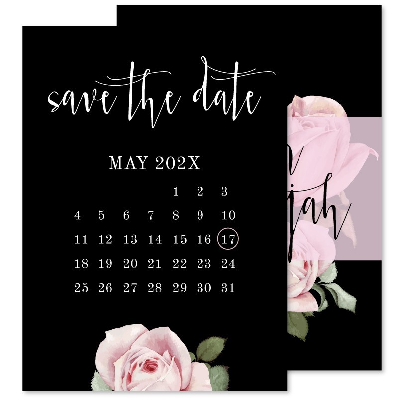 Pink Roses Save The Date Cards