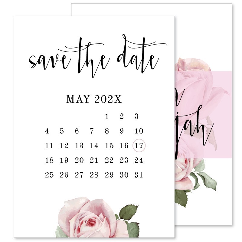 Pink Roses Save The Date Cards
