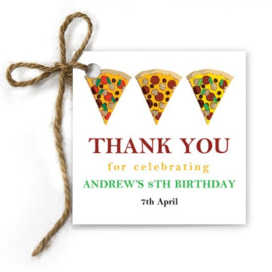 Pizza Party Birthday Gift Tags