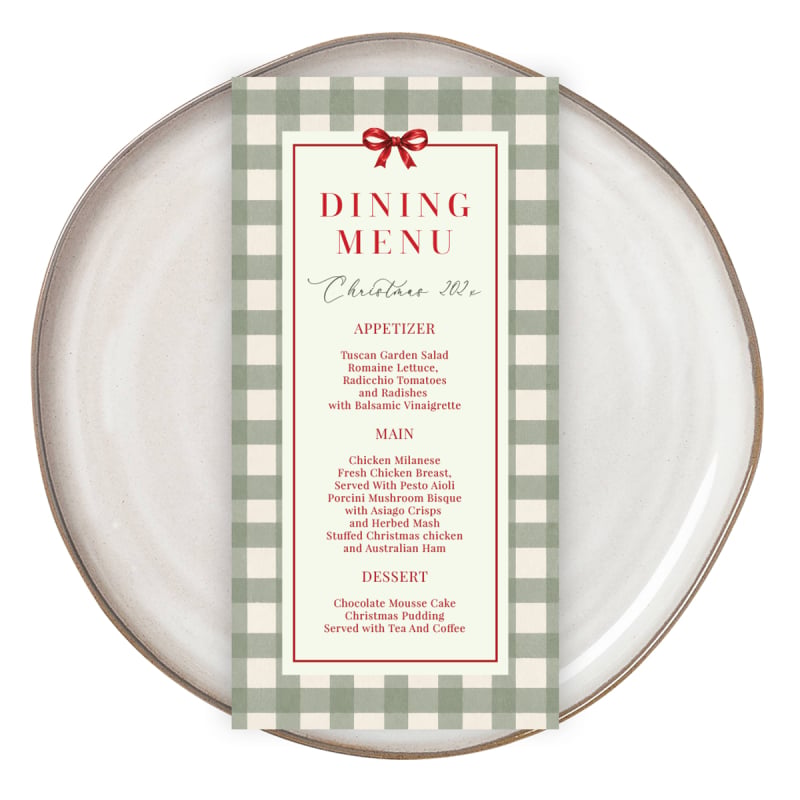 Plaid Christmas Menus