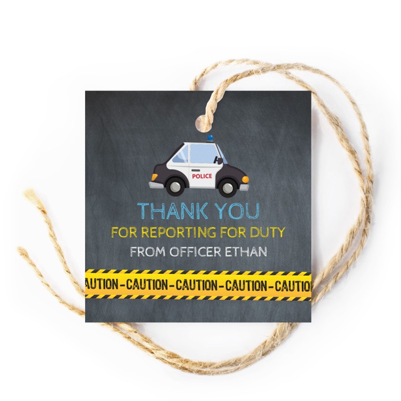 Police Birthday Gift Tags