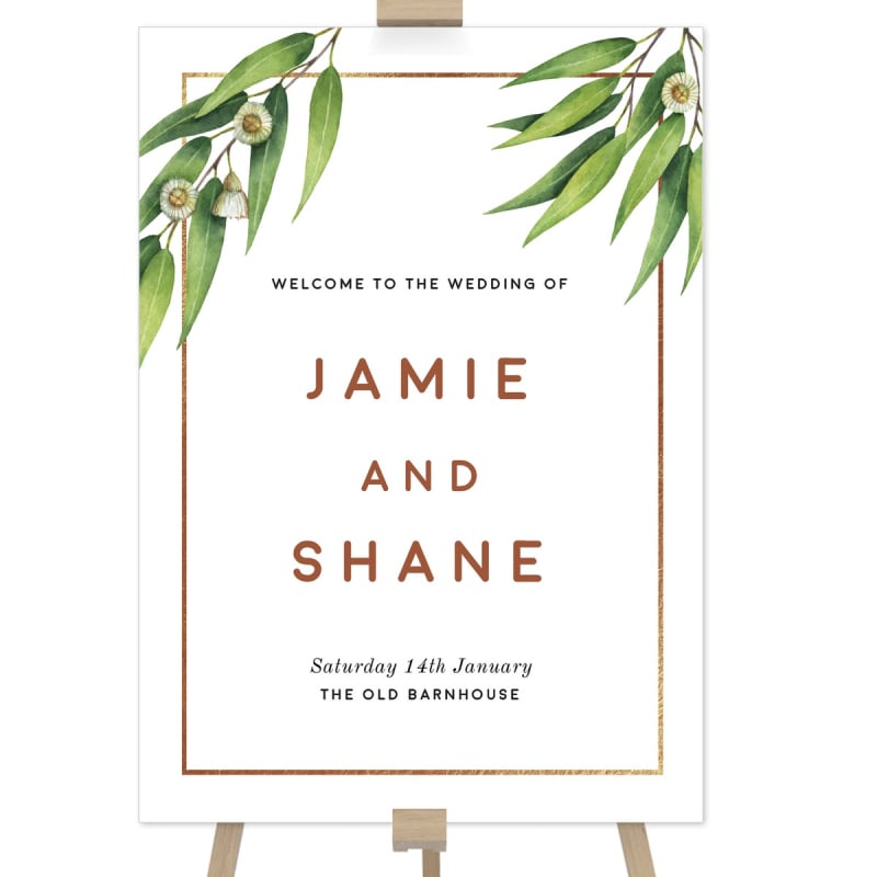 Australian Native Wedding Welcome Sign