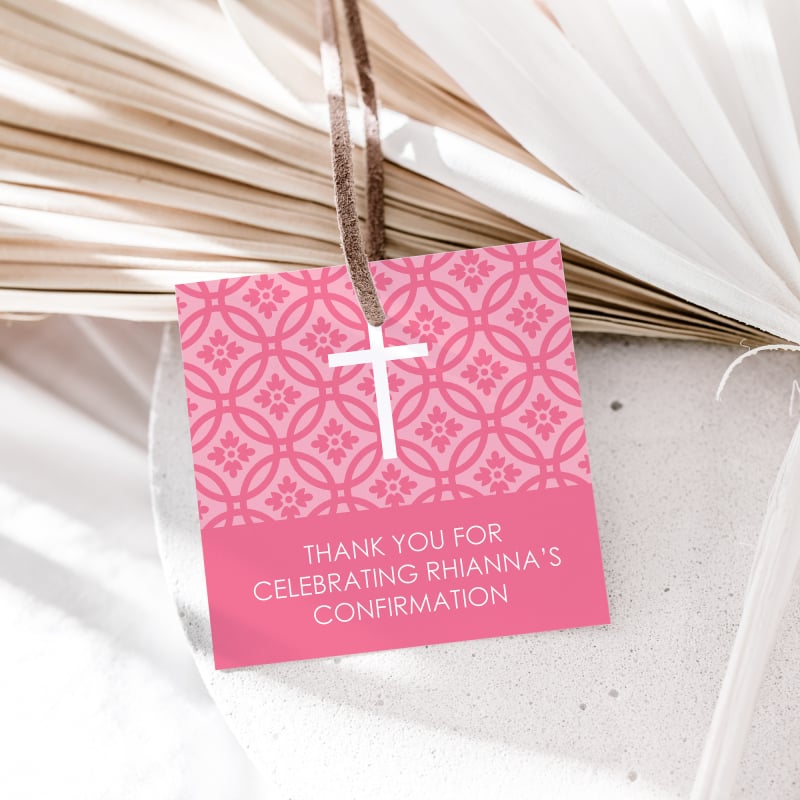 premium circle damask confirmation gift tags printed australia