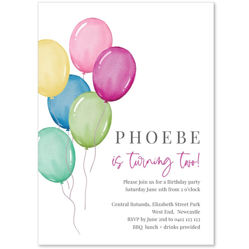 Balloons Birthday Invitations