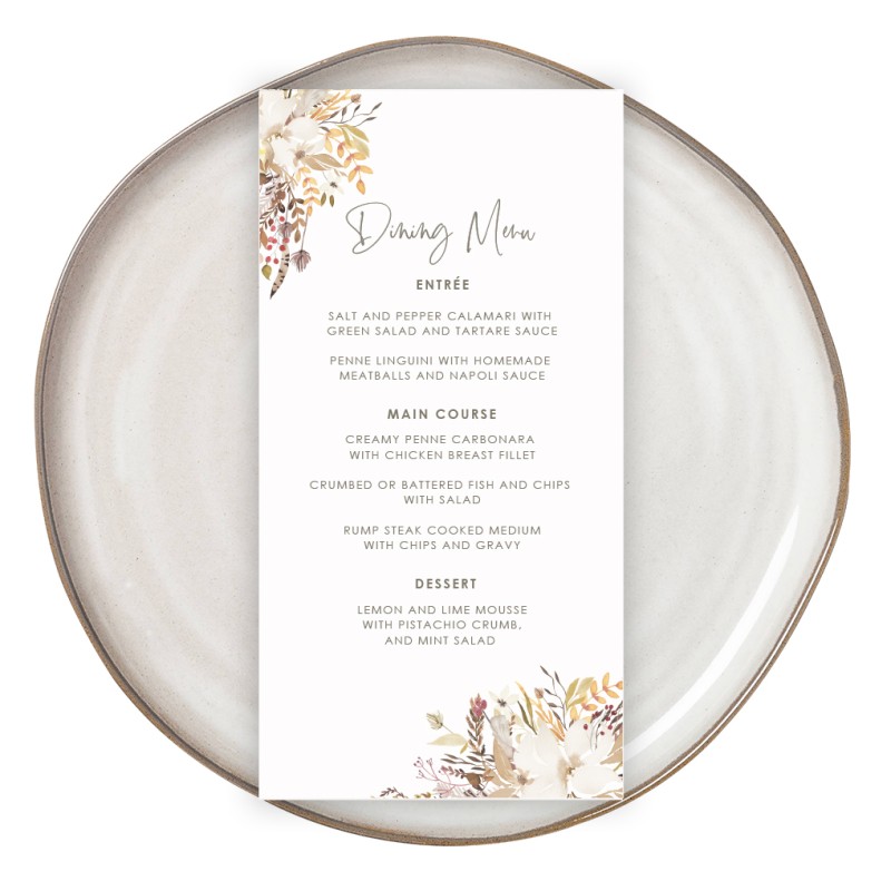 Boho Menu