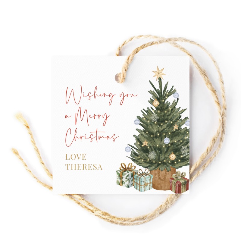 Watercolor Tree Christmas Gift Tags