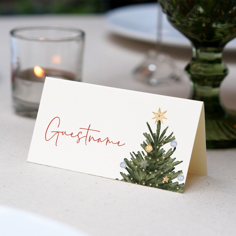Watercolor Tree Christmas Placecards