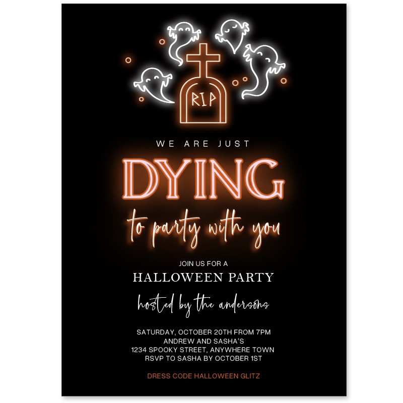 Neon Dying Halloween Invitations