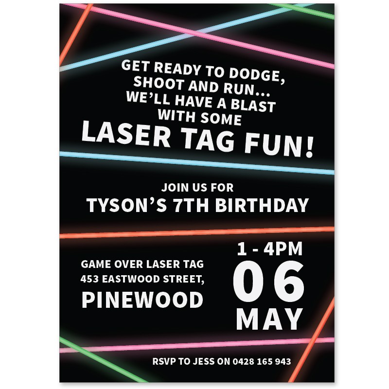 Laser Tag Party Invitations