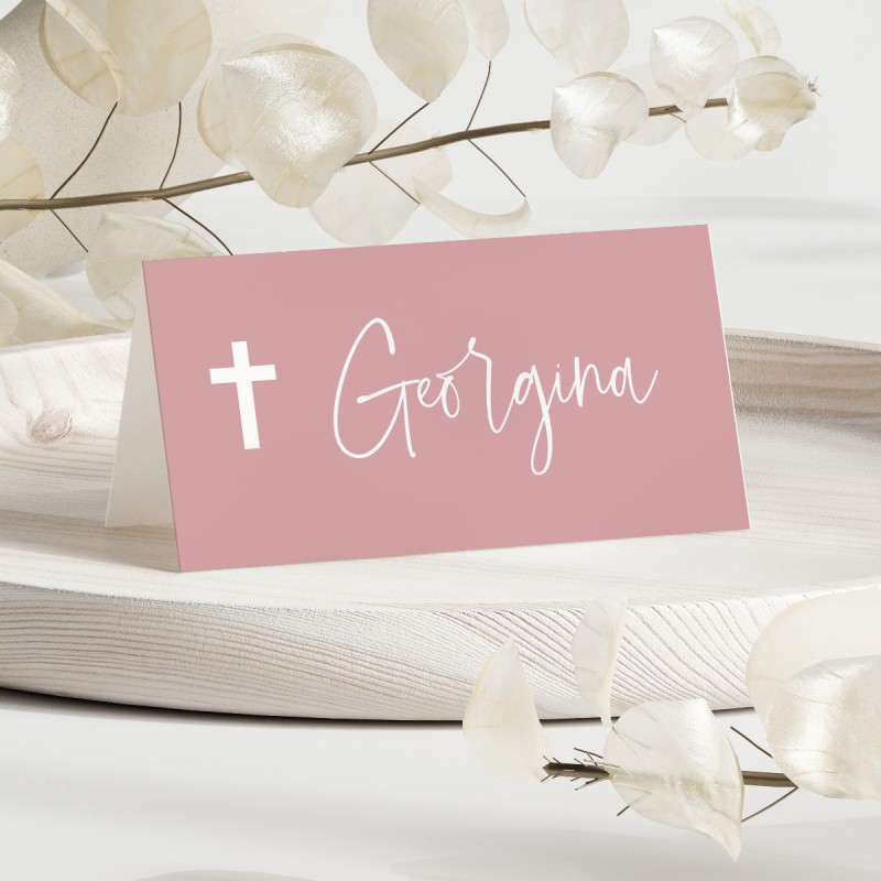 Pink Christening Placecard