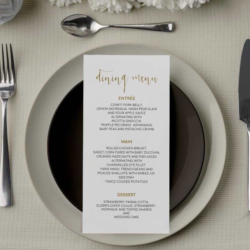 Simple and Elegant Wedding Menu