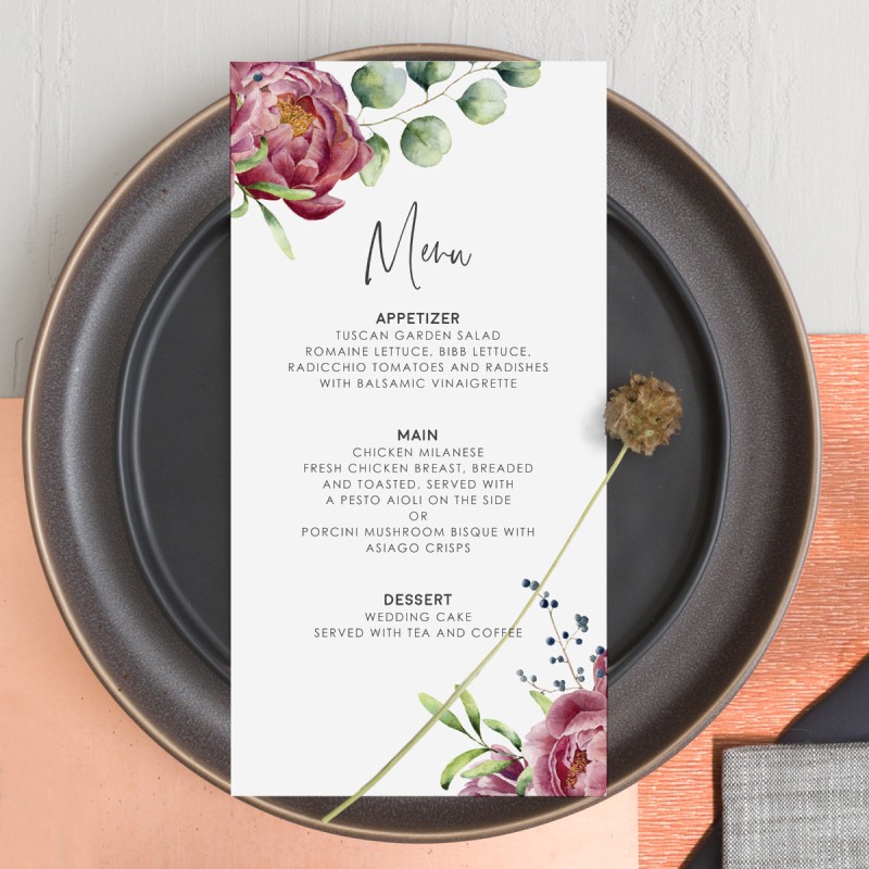 Darling Wedding Menu