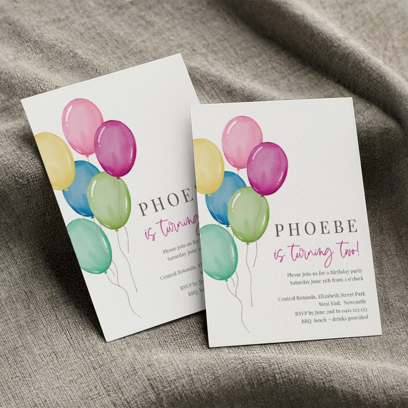 Balloons Birthday Invitations