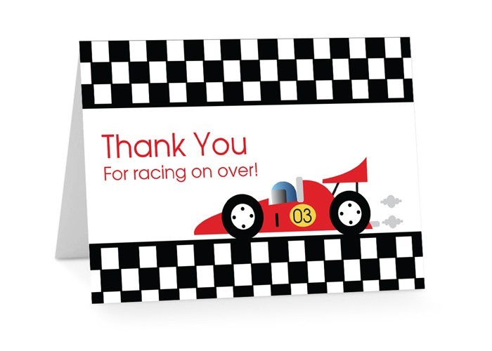 Racing Car Birthday Thank You Cards