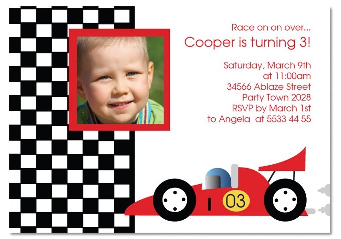 Racing Car Birthday Invitations