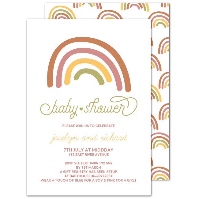 Rainbow Blessings Baby Shower Invitations