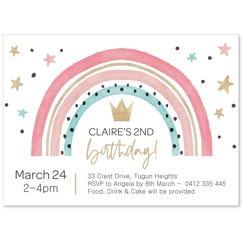 Party Time Rainbow Birthday Invitations